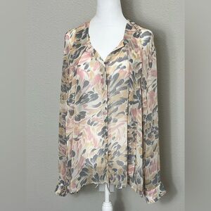 Tog Shop Colorful sheer button up blouse size 18